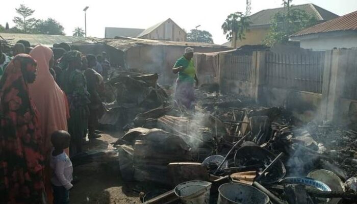 Devastating Moment Fire Consumes Central Market in Kogi State